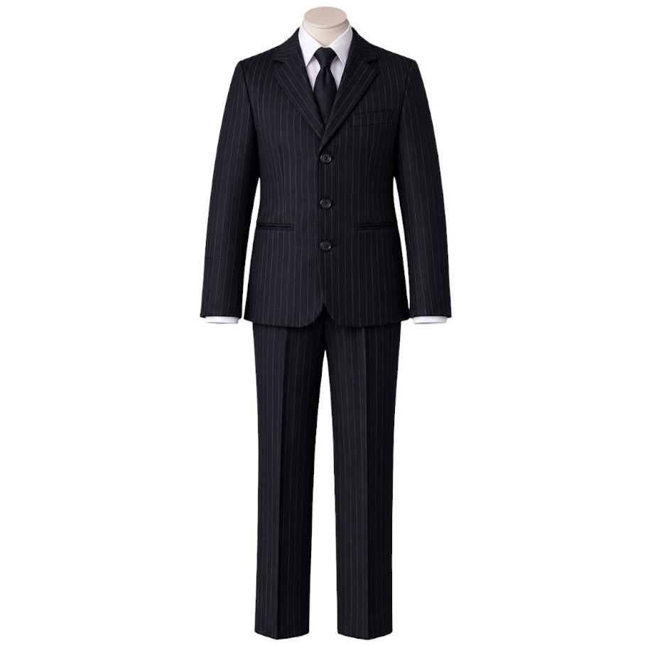 Fifth Avenue Classic Fit 5-Piece Black Pinstripe Suit (Size 12)