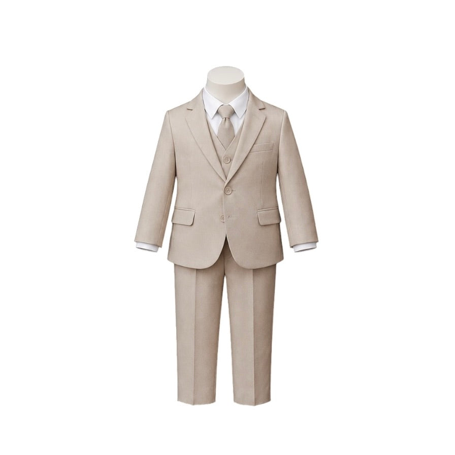 Jewels & Gents Modern Fit Khaki 5-Piece Baby Suit