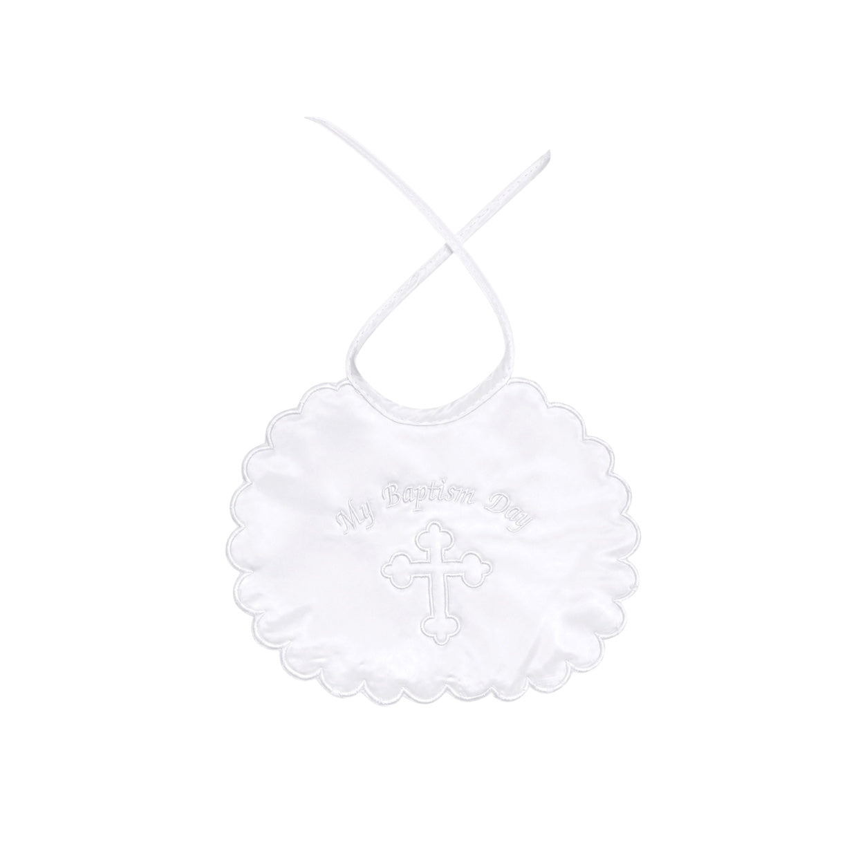 "My Baptism Day" Embroidered Cross Baptism Bib