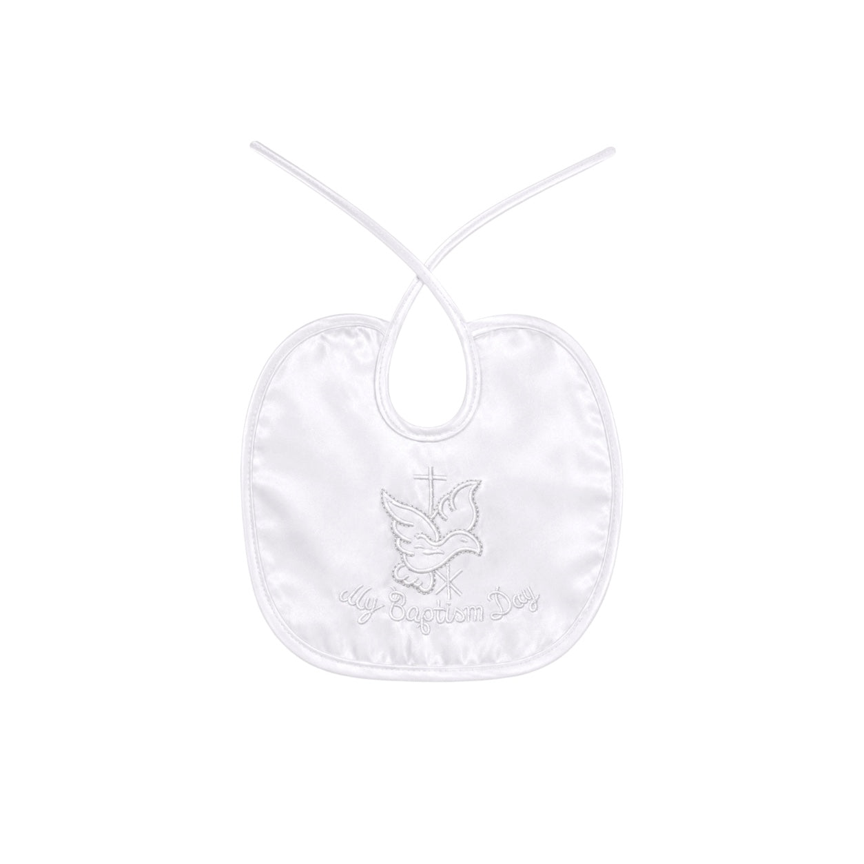 "My Baptism Day" Dove & Cross Embroidered Baptism Bib