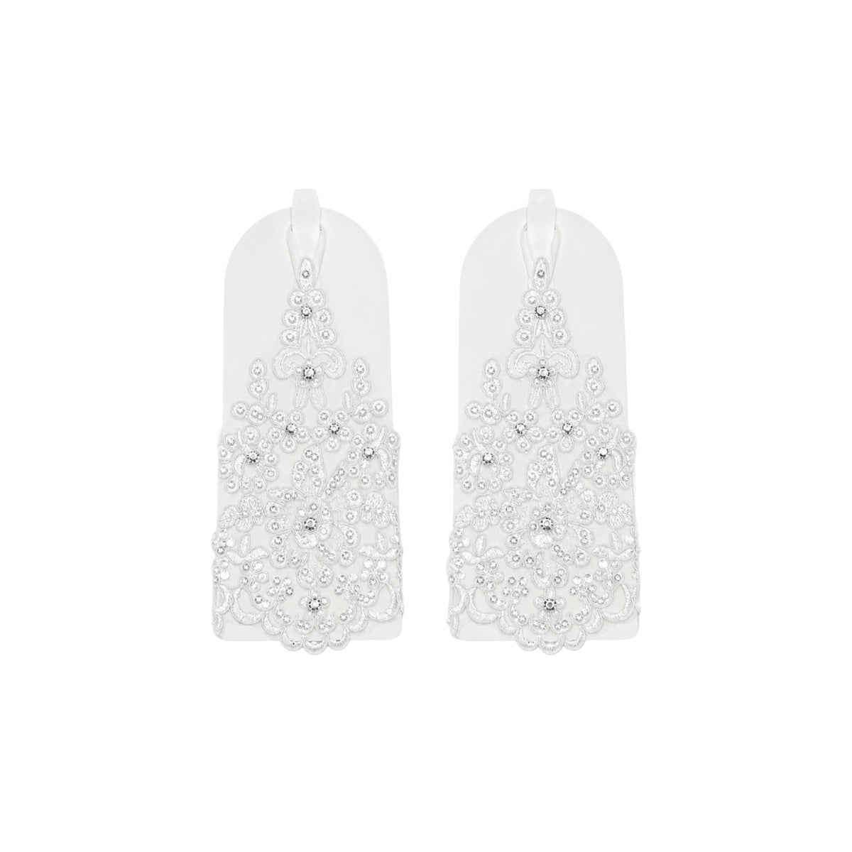 Girls' Fingerless Lace Gloves with Rhinestone Accents