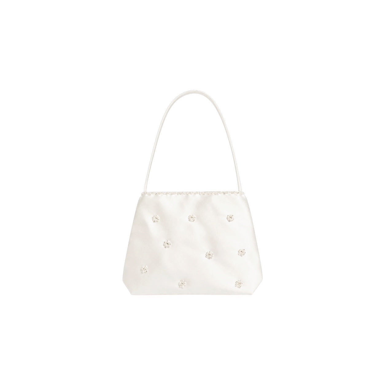 Girls Ivory Satin Pearl Accent Purse w/ Beaded Trim