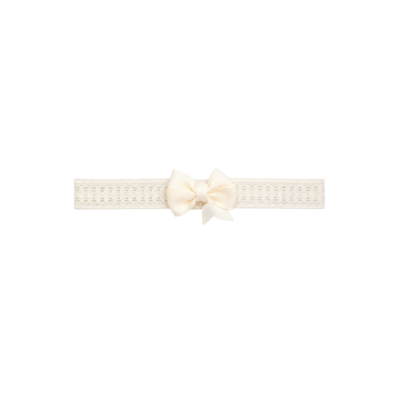 Baby Ivory Lace Headband with Classic Grosgrain Bow