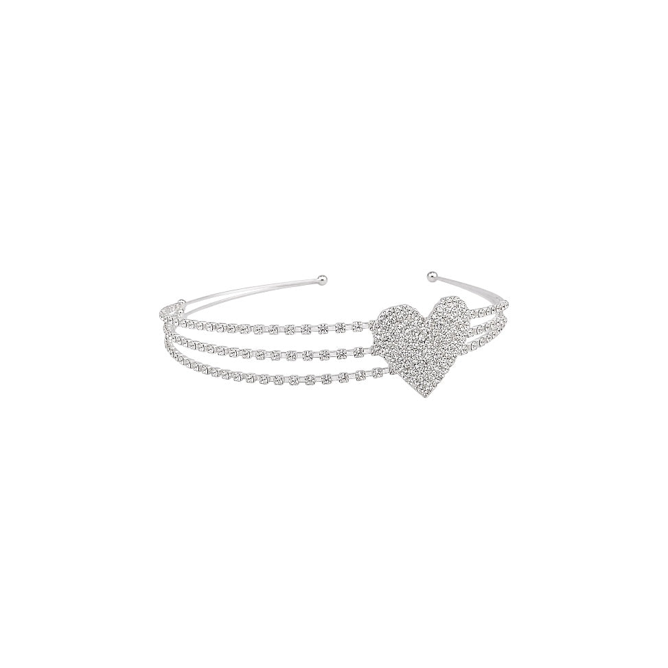 Triple Row Rhinestone Heart Headband