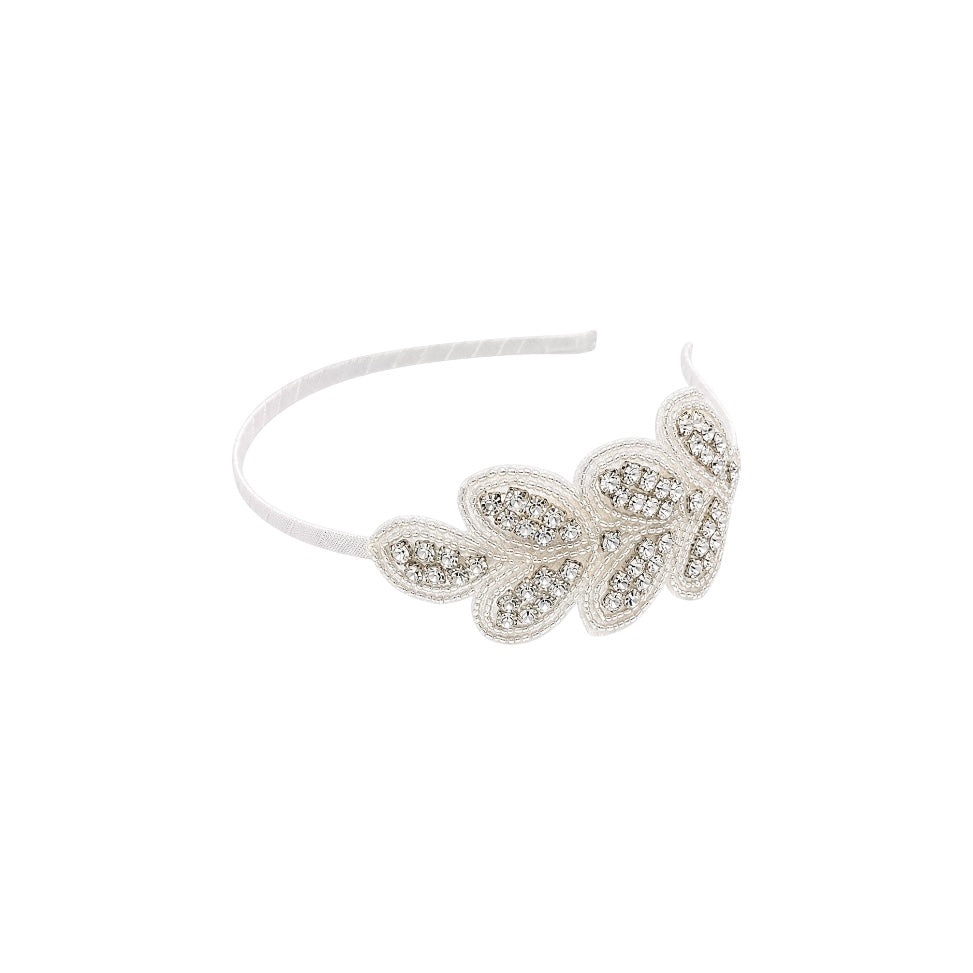 Off-White Rhinestone Leaf Headband