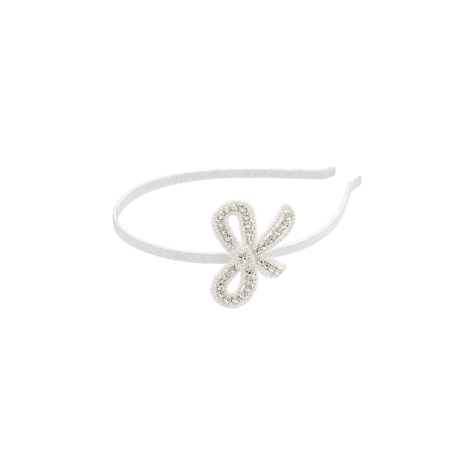Off-White Rhinestone Bow Headband
