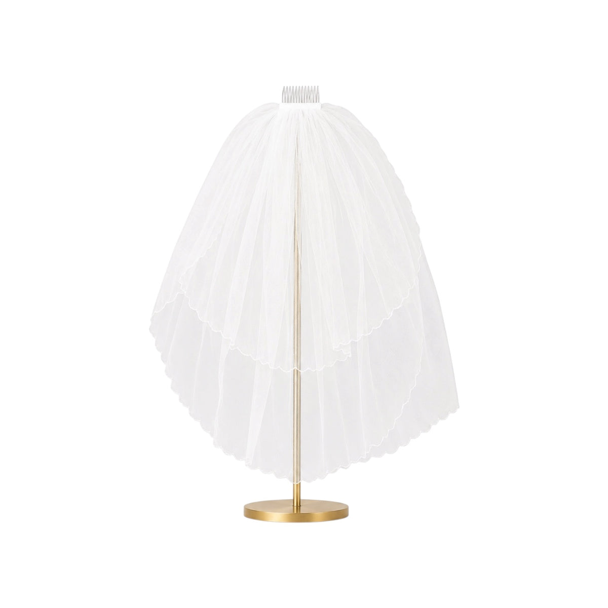 White First Communion Veil with Lace Trim & Attached Comb
