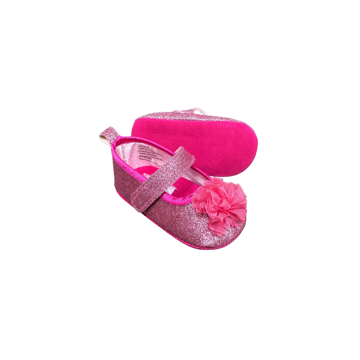 TenderToes Pink Glitter Flower Pre-Walker Ballet Shoes (Soft Sole)