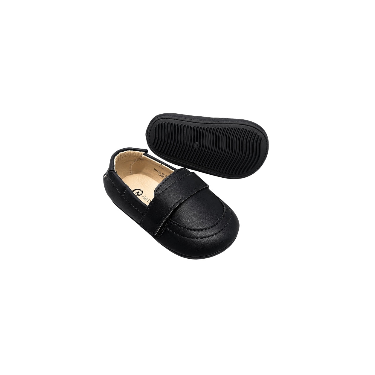 Mavezzano Baby Black Dress Loafers with Comfort Strap