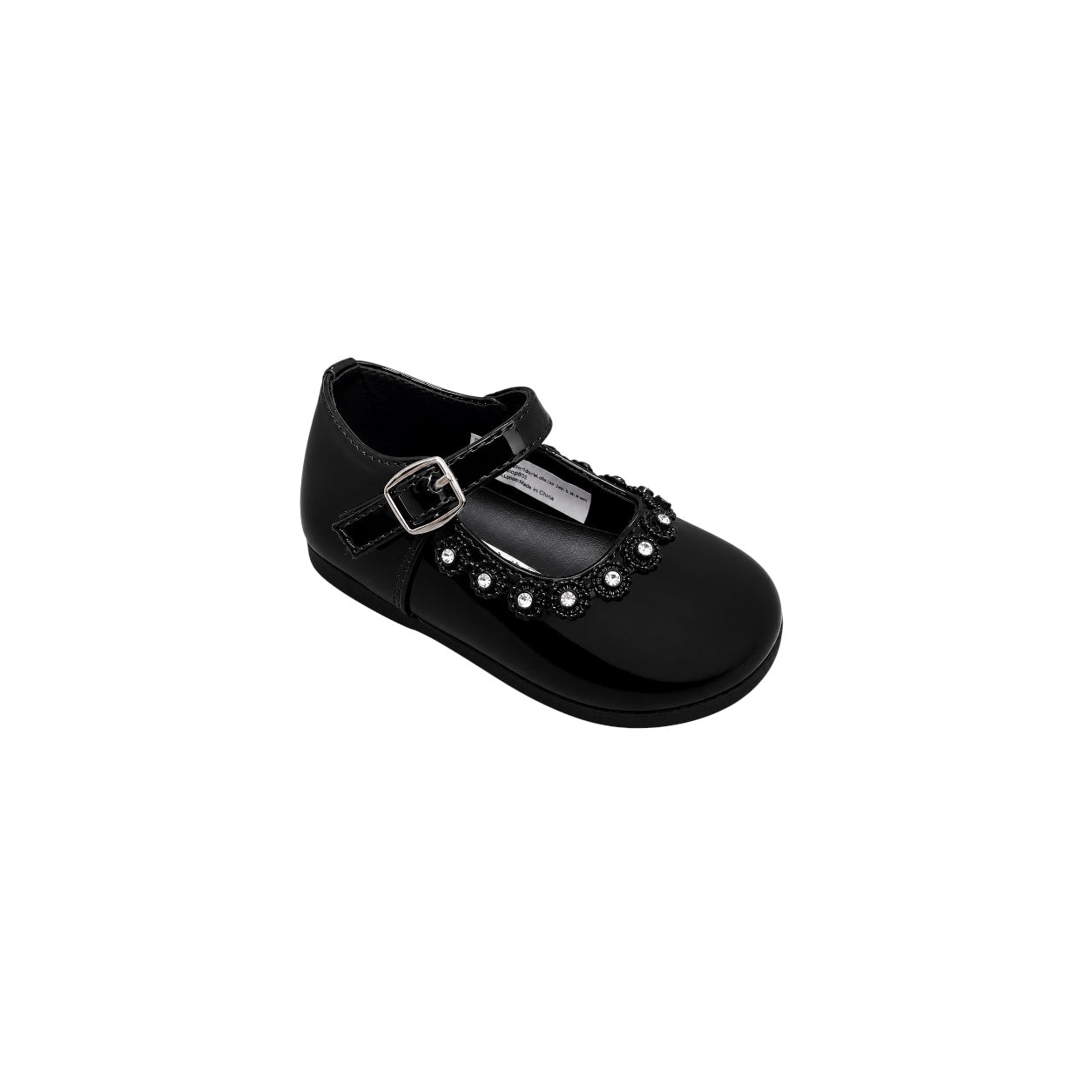 TenderToes Black Patent Rhinestone Mary Jane Dress Shoes