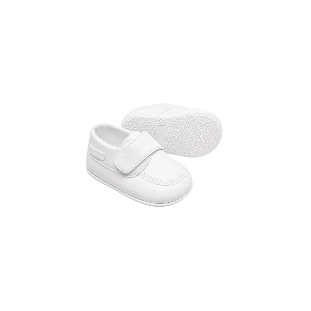 Fancy Kids Baby & Toddler White Moc Toe Loafers with Velcro Strap