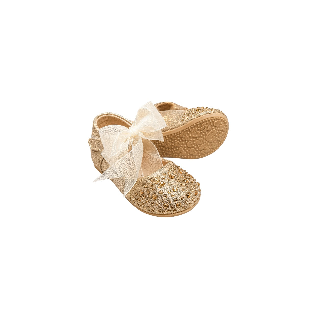 Jolene Baby Girls' Gold Glitter Rhinestone Dress Shoes