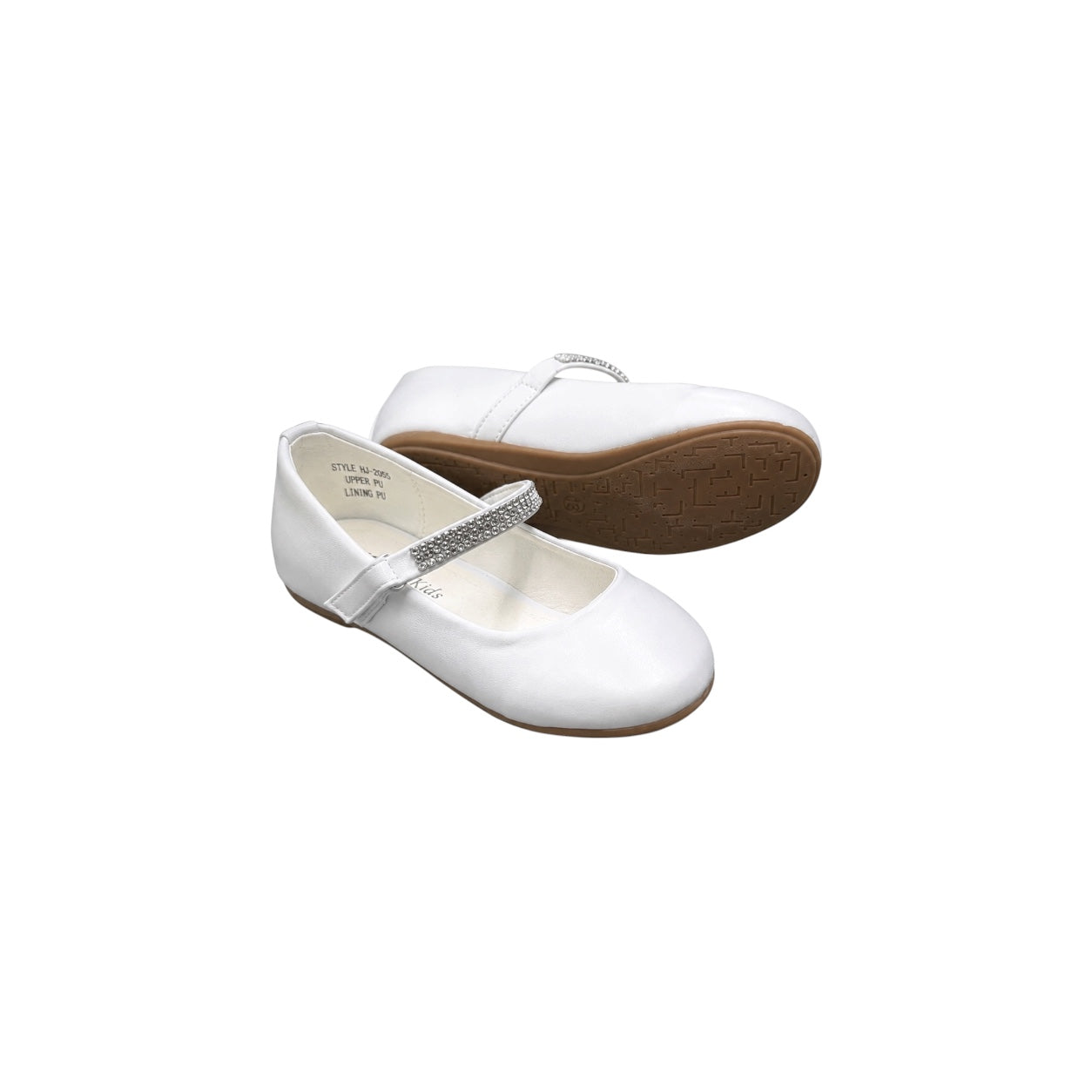 Fancy Kids Girls' White Ballet Flats with Rhinestone Strap