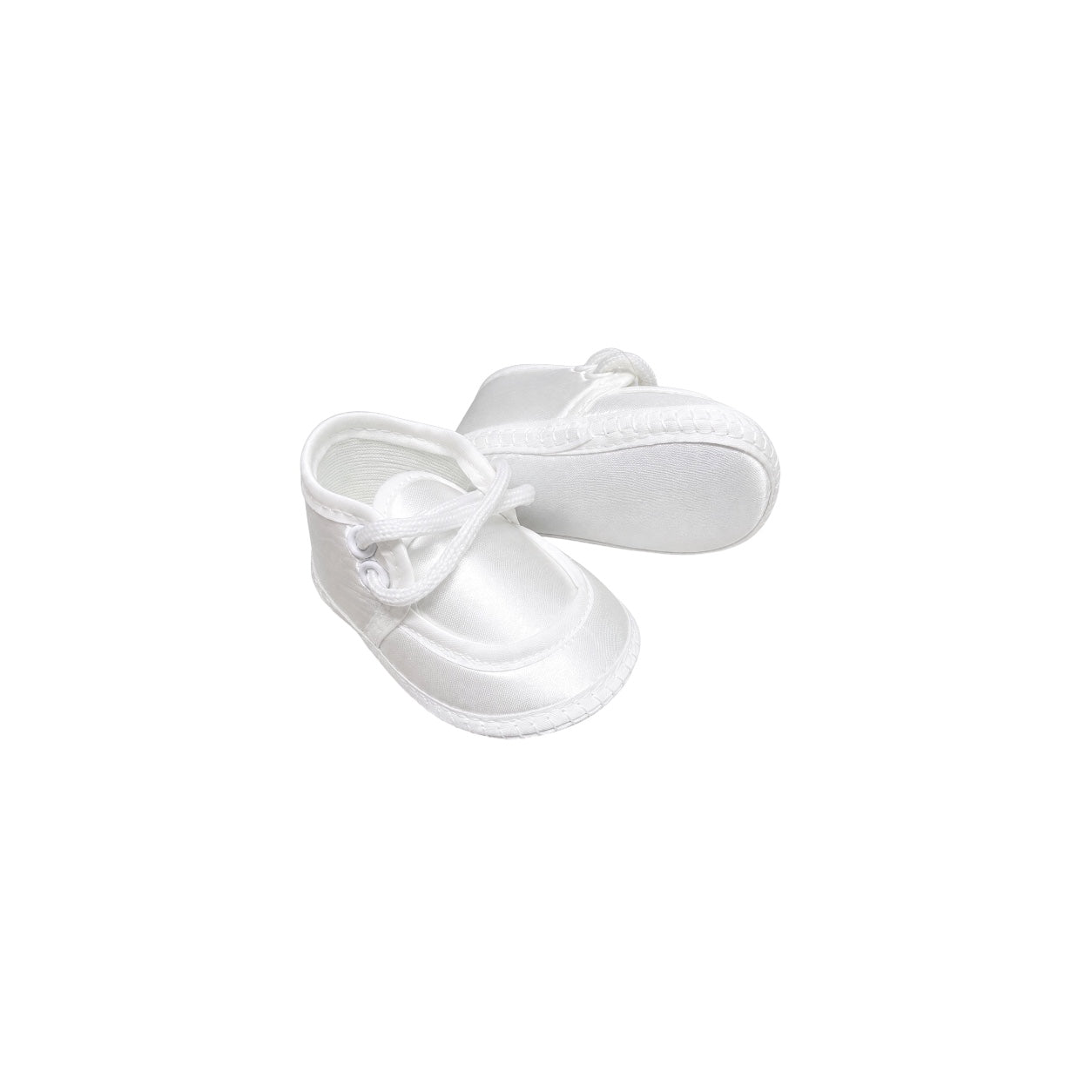 Baby Mode White Satin Lace-Up Baby Booties