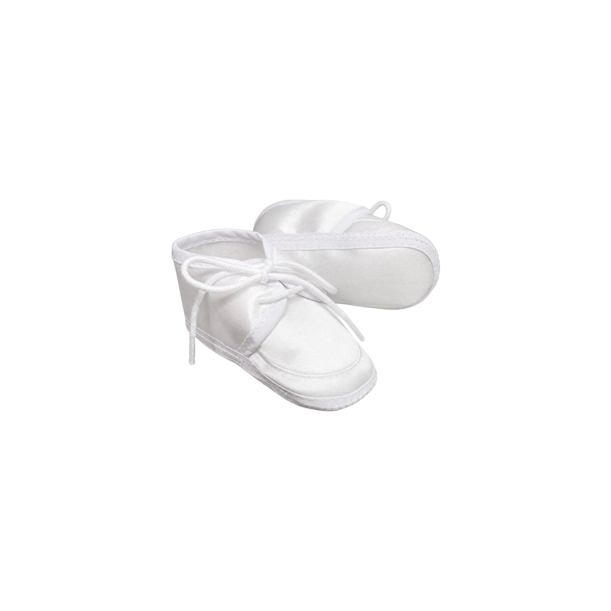 Tip Top White Satin Lace-Up Baby Booties