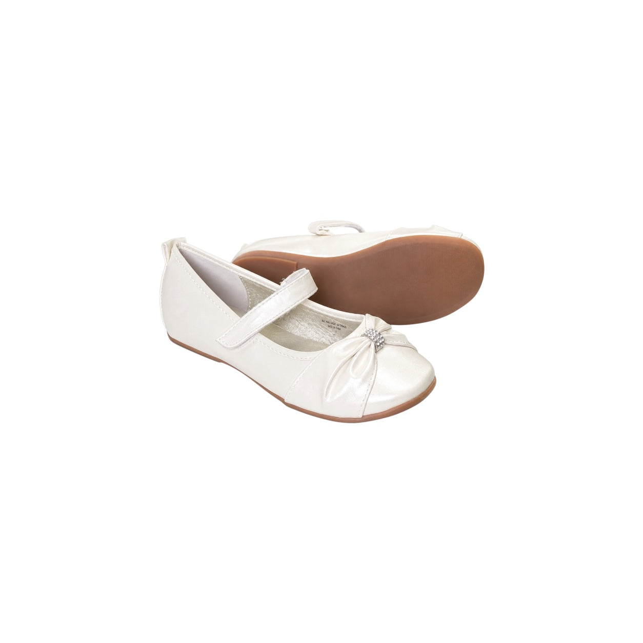 Jolene Ivory Ballet Flats with Rhinestone Accent Strap