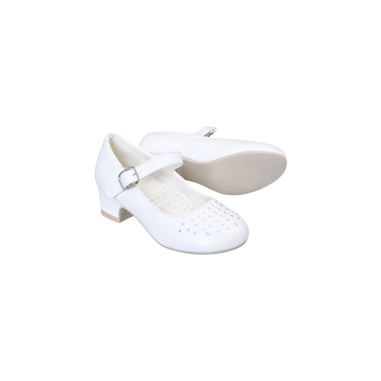 Jolene Girls' Rhinestone Toe White Dress Heel