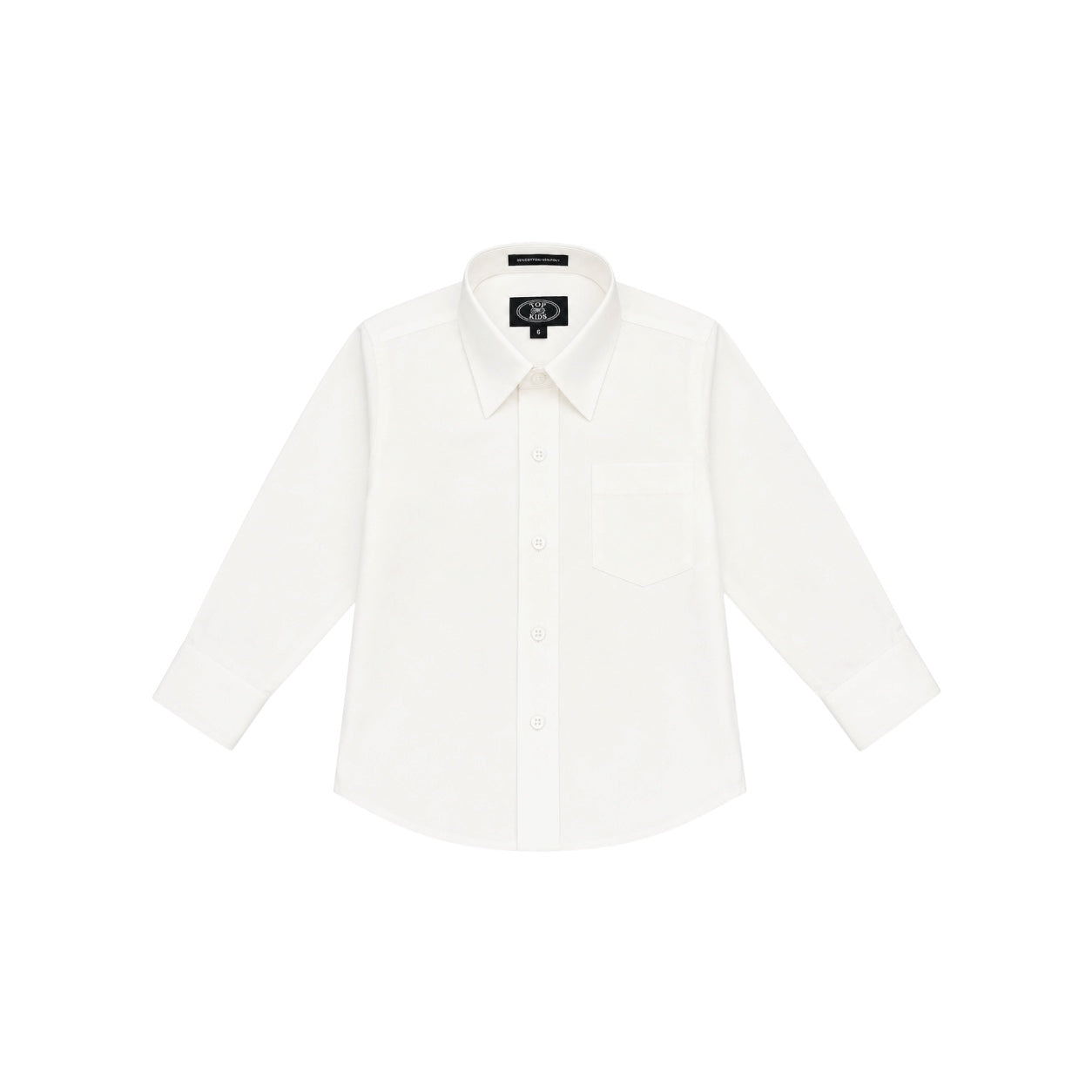 Top Kids Modern Fit Off White Long Sleeve Dress Shirt