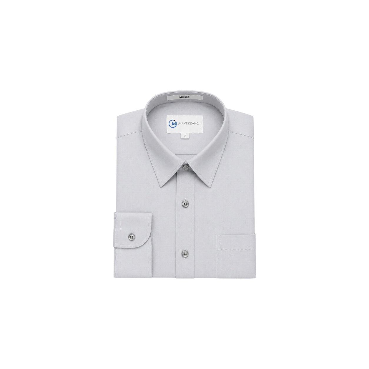 Mavezzano Slim-Fit Silver Long Sleeve Dress Shirt