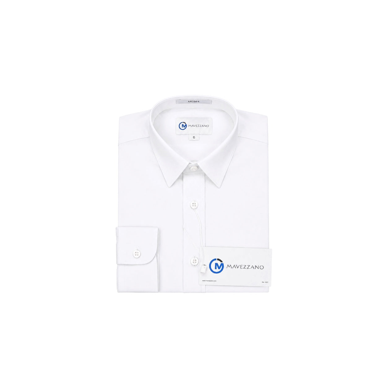 Mavezzano Modern Slim-Fit White Long Sleeve Dress Shirt
