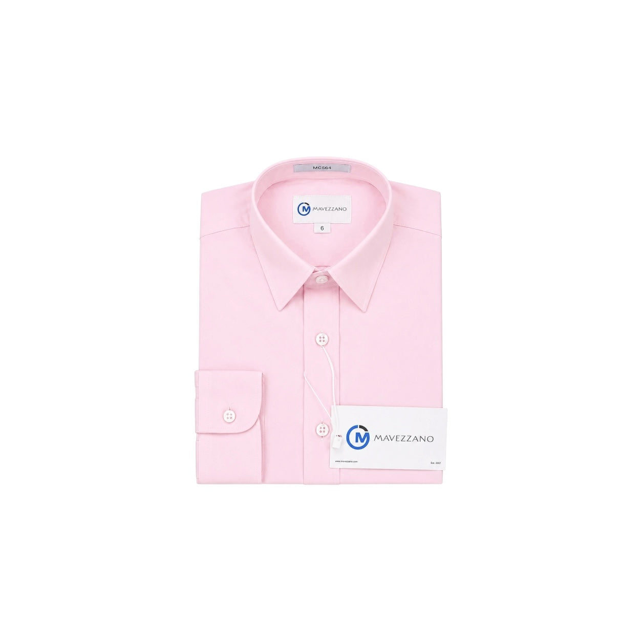 Mavezzano Modern Slim-Fit Soft Pink Long Sleeve Dress Shirt