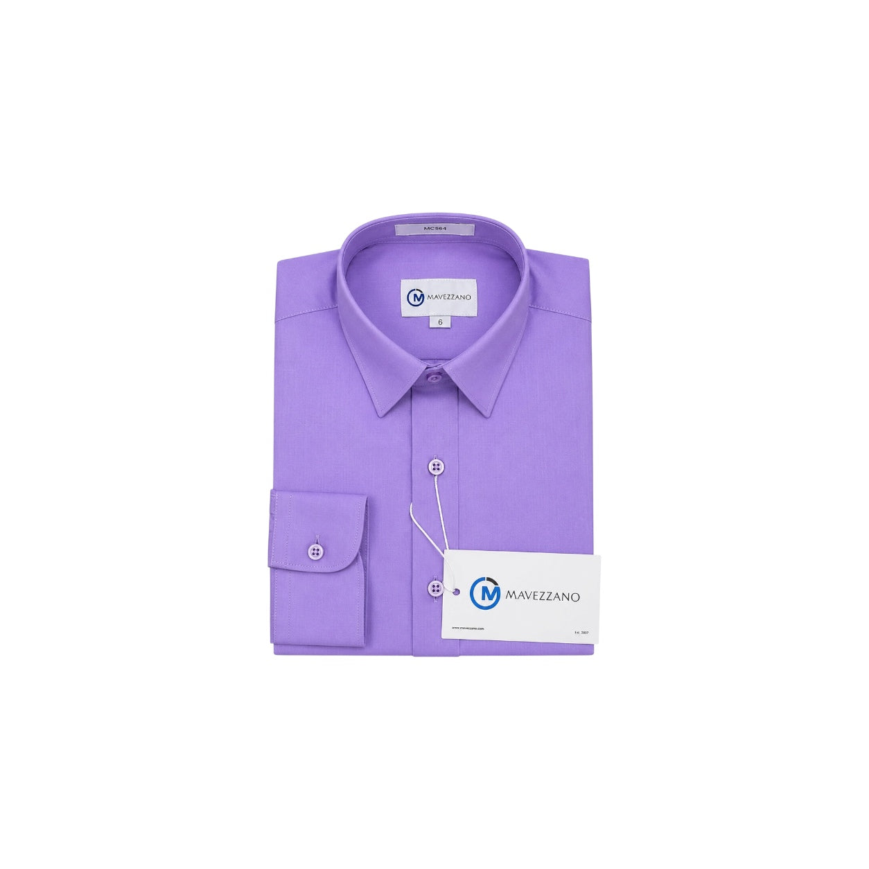 Mavezzano Modern Slim-Fit Lavender Long Sleeve Dress Shirt