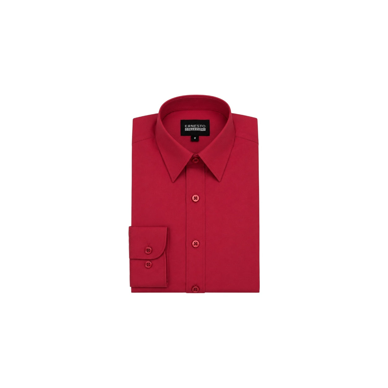 Ernesto Modern Slim-Fit Red Long Sleeve Dress Shirt