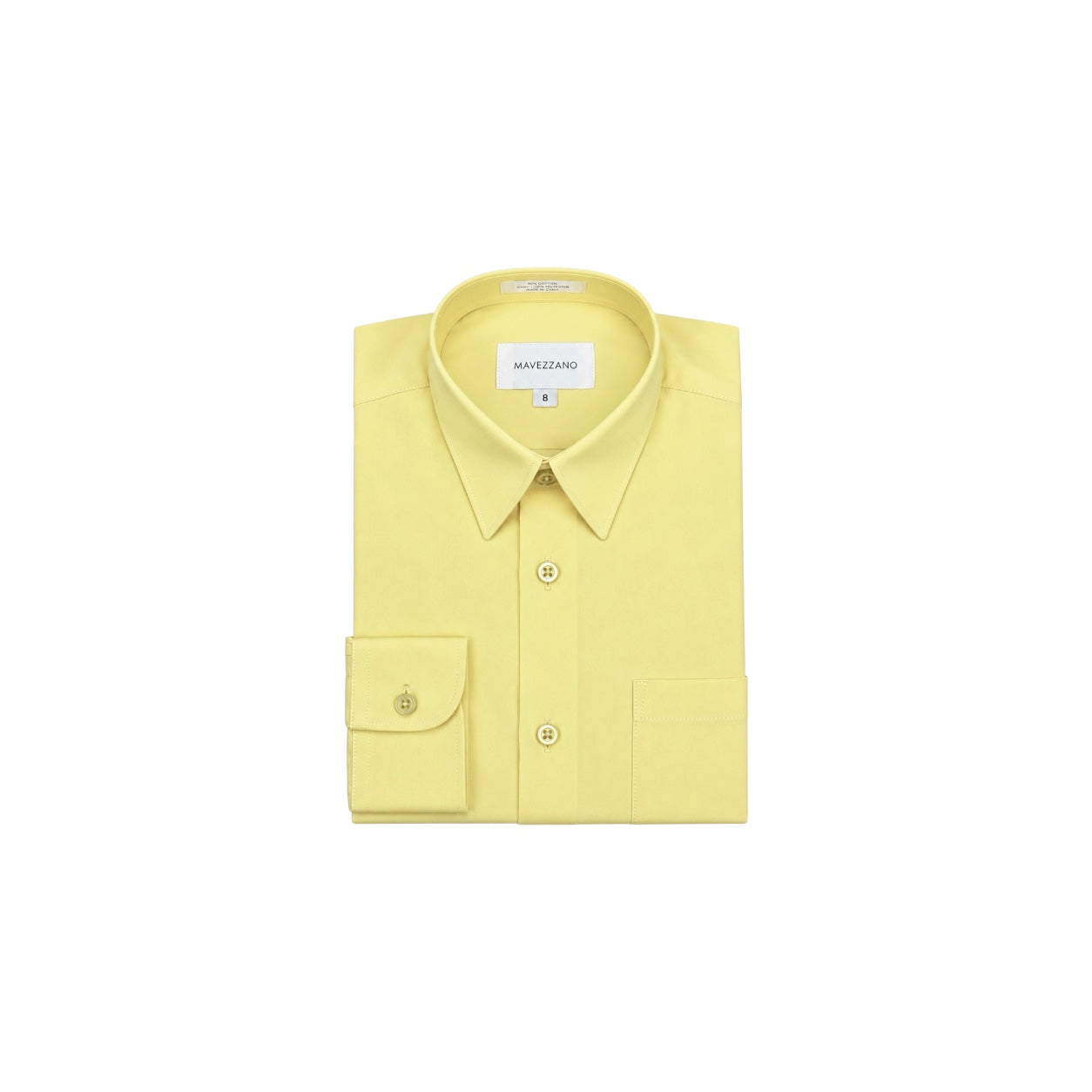 Mavezzano Slim-Fit Yellow Long Sleeve Dress Shirt