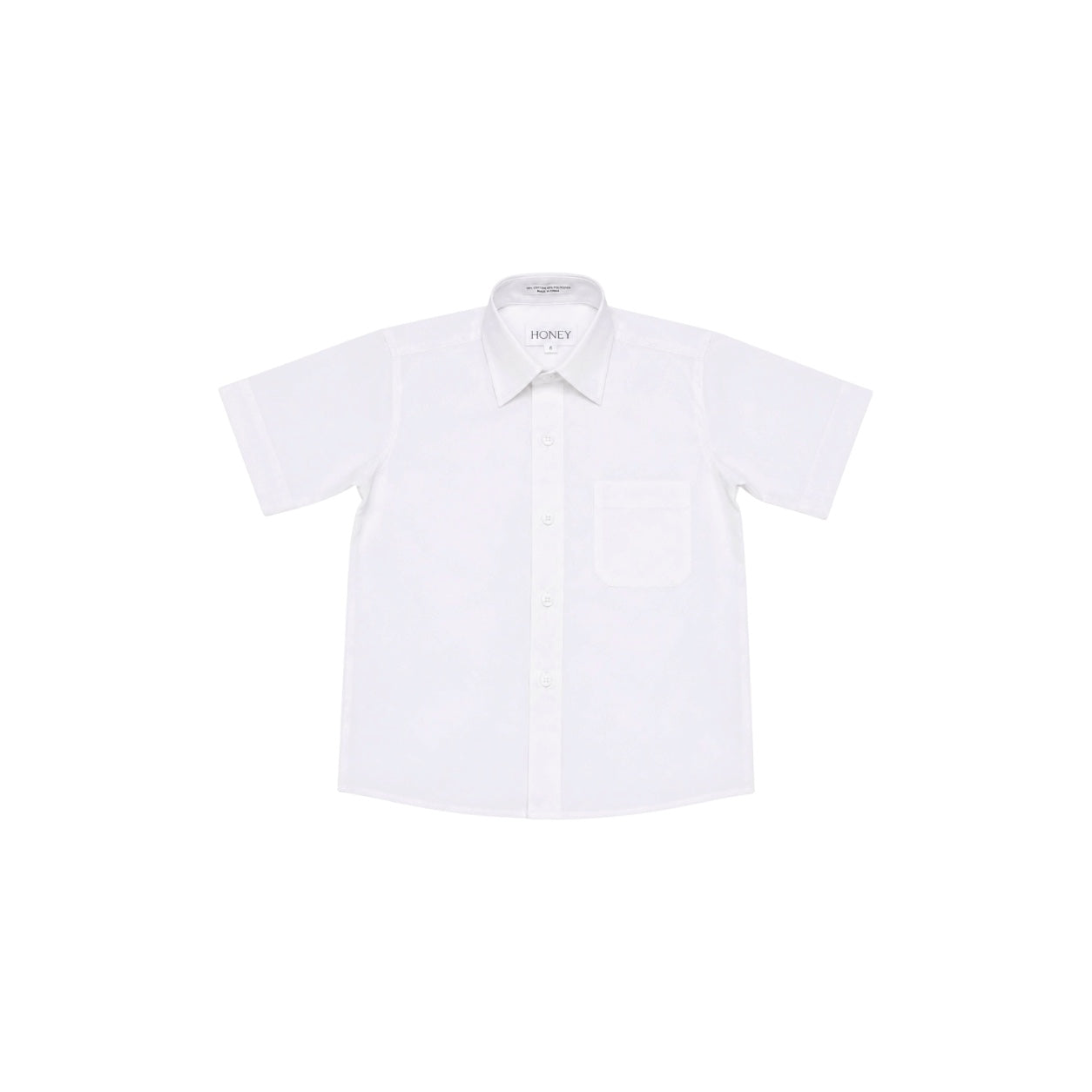 HONEY Boys' Regular Fit White Short Sleeve Dress Shirt