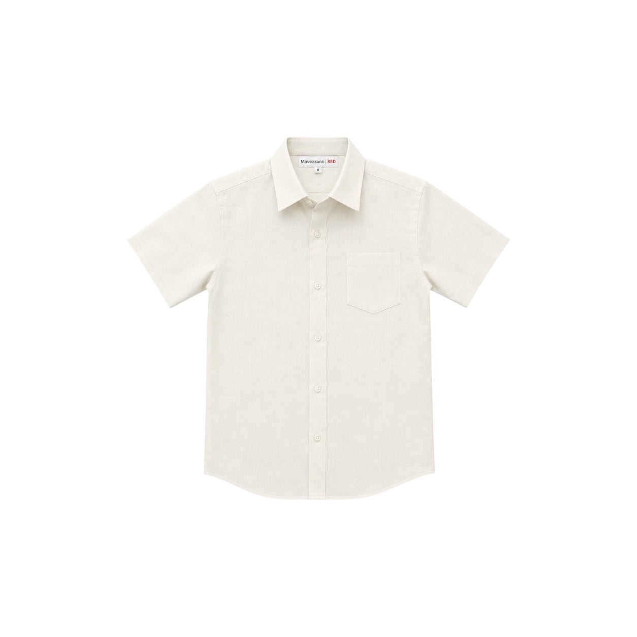 Mavezzano Boys' Off-White Linen Blend Short Sleeve Dress Shirt