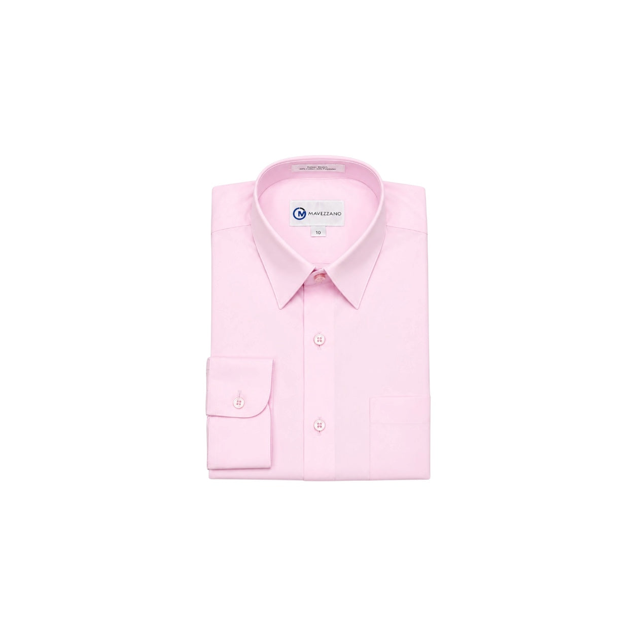 Mavezzano Modern Slim-Fit Soft Pink Sateen Stretch Dress Shirt (Size 10)