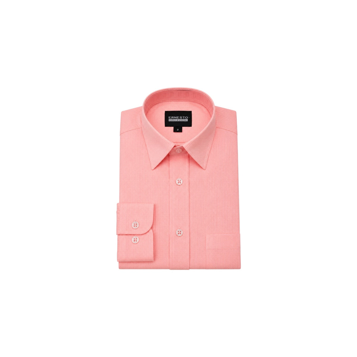 Ernesto Coral Pink Textured Modern Fit Long Sleeve Dress Shirt (Size 2)