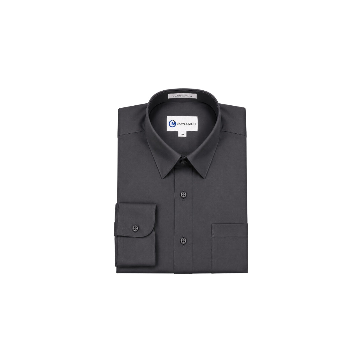 Mavezzano Modern Slim-Fit Charcoal Sateen Stretch Dress Shirt