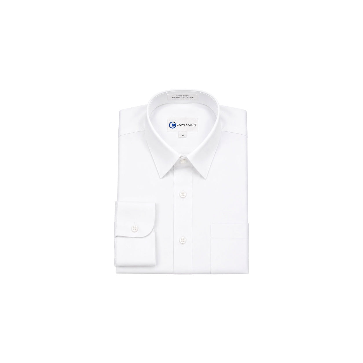 Mavezzano Modern Slim-Fit White Sateen Stretch Dress Shirt