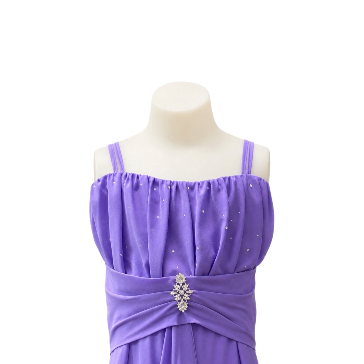 Fancy Kids Lilac Rhinestone Chiffon Gown with Matching Shawl