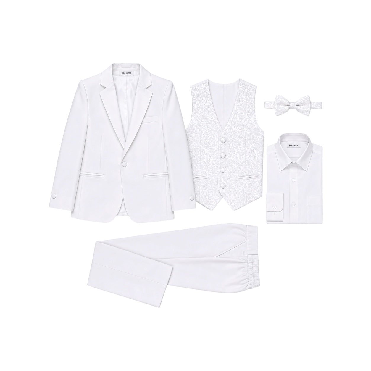 Kids Mode White Paisley 5-Piece Boys Tuxedo