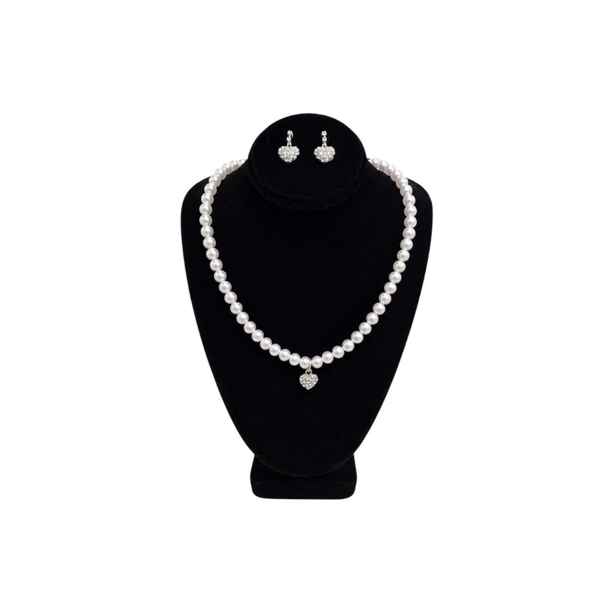 Jolene Girls' Pearl & Rhinestone Heart 3-Piece Jewelry Set