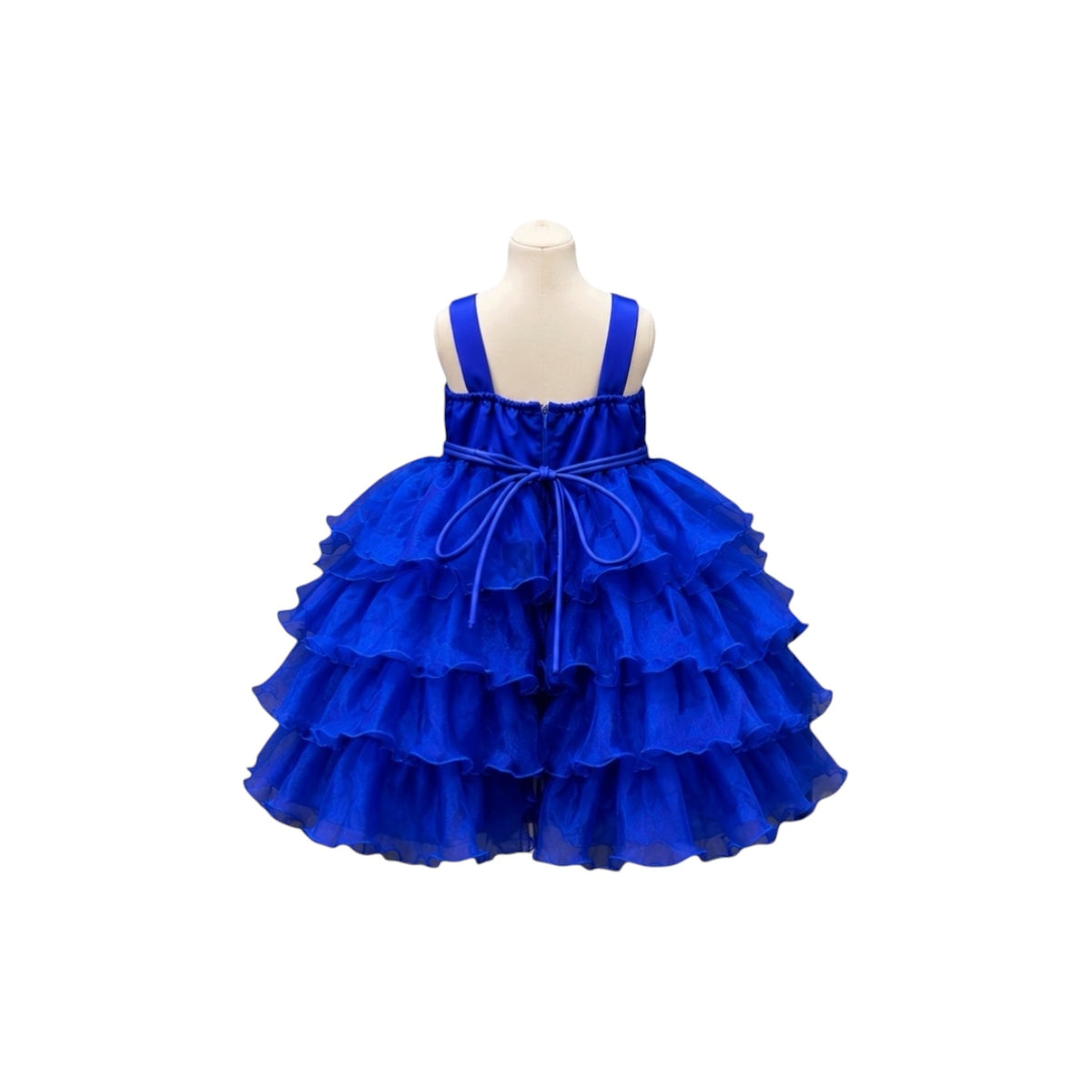 Fancy Kids Royal Blue Tiered Organza Baby Girl Dress with Bolero
