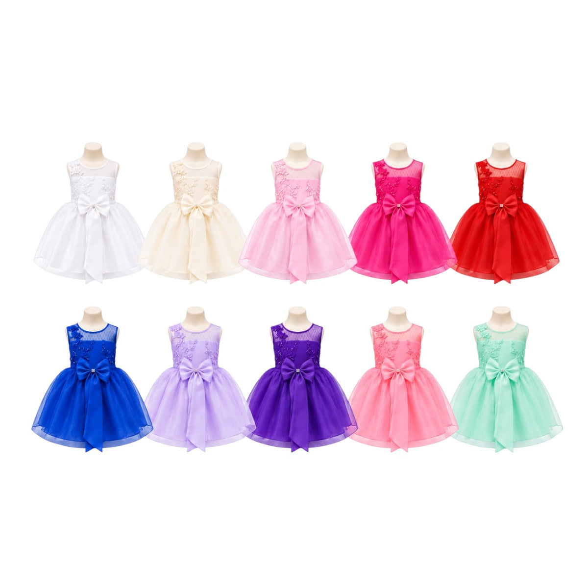 Fancy Kids Pink Floral Embroidered Organza Baby Dress with Bow