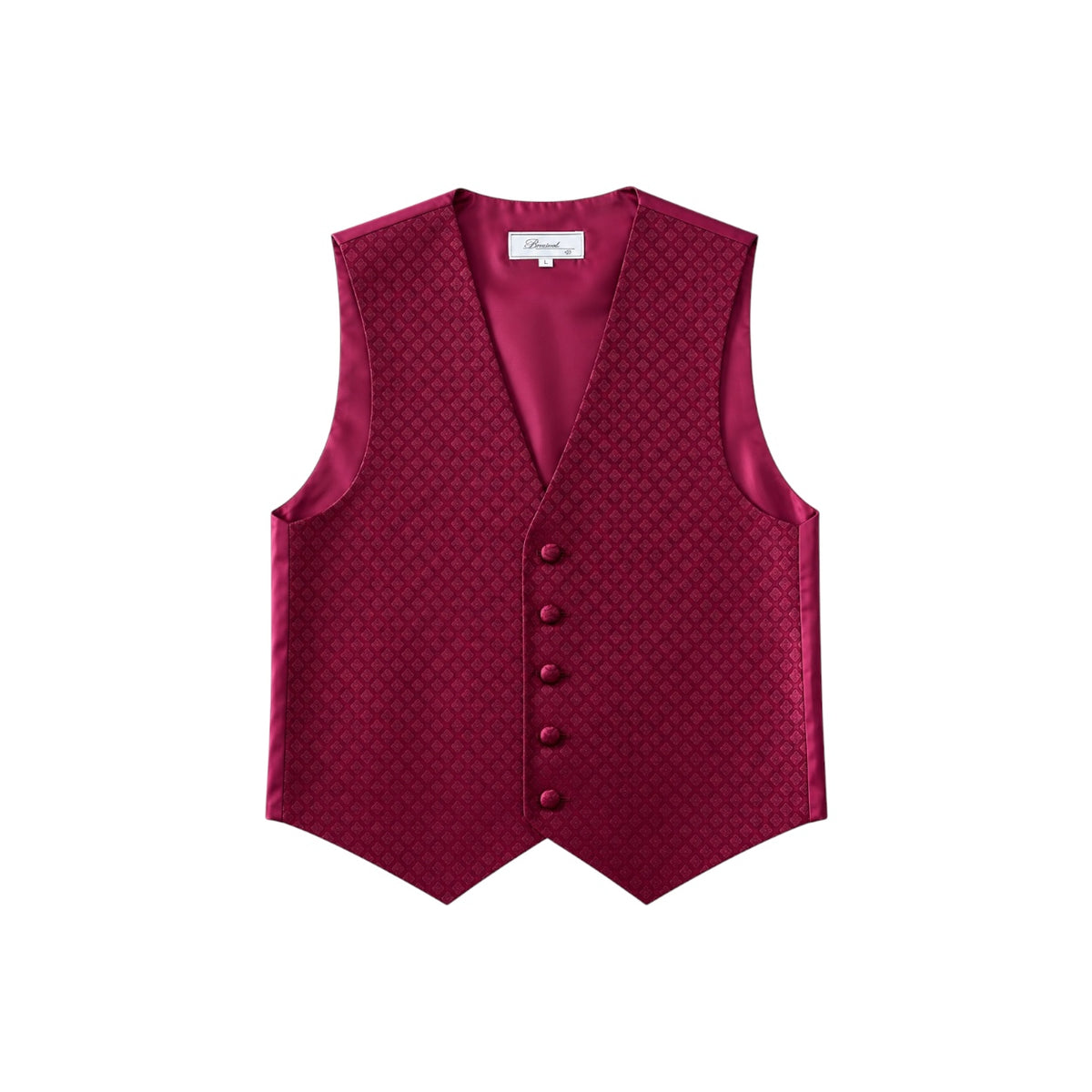 Boys' Burgundy Geometric Pattern Five-Button Formal Vest (Size 4)