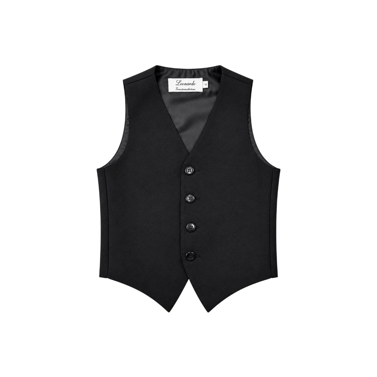 Leonardo Boys' Black Four-Button Formal Suit Vest
