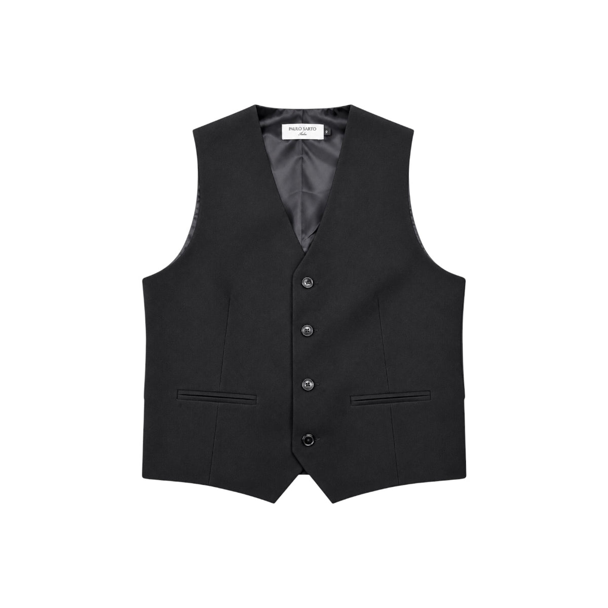 Paulo Sarto Boys' Black Four-Button Formal Suit Vest