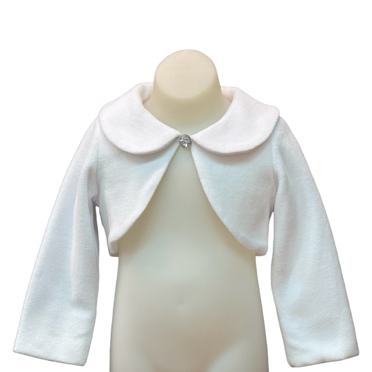 Fancy Kids Long Sleeve Fleece Bolero w/ Rhinestone Gem