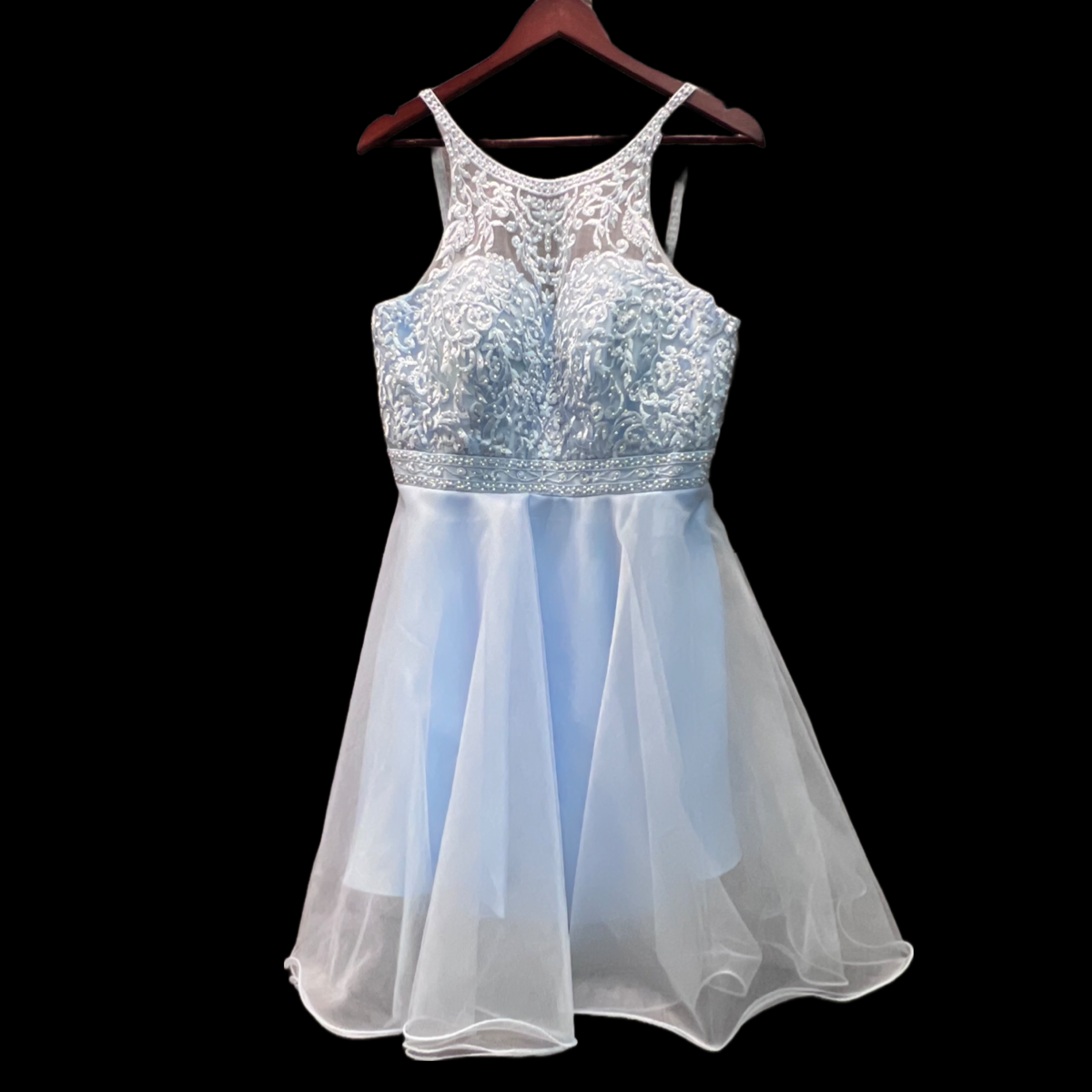 Jr. Grad Short Dress w/ Beaded Halter Bodice