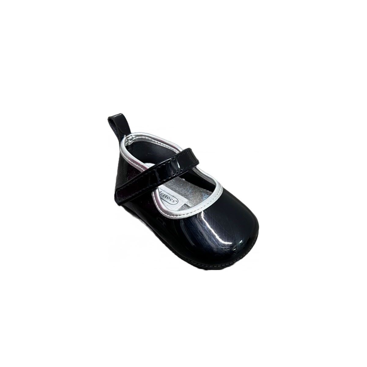 Tendertoes Patent Black Shoe w/ Silver Accents