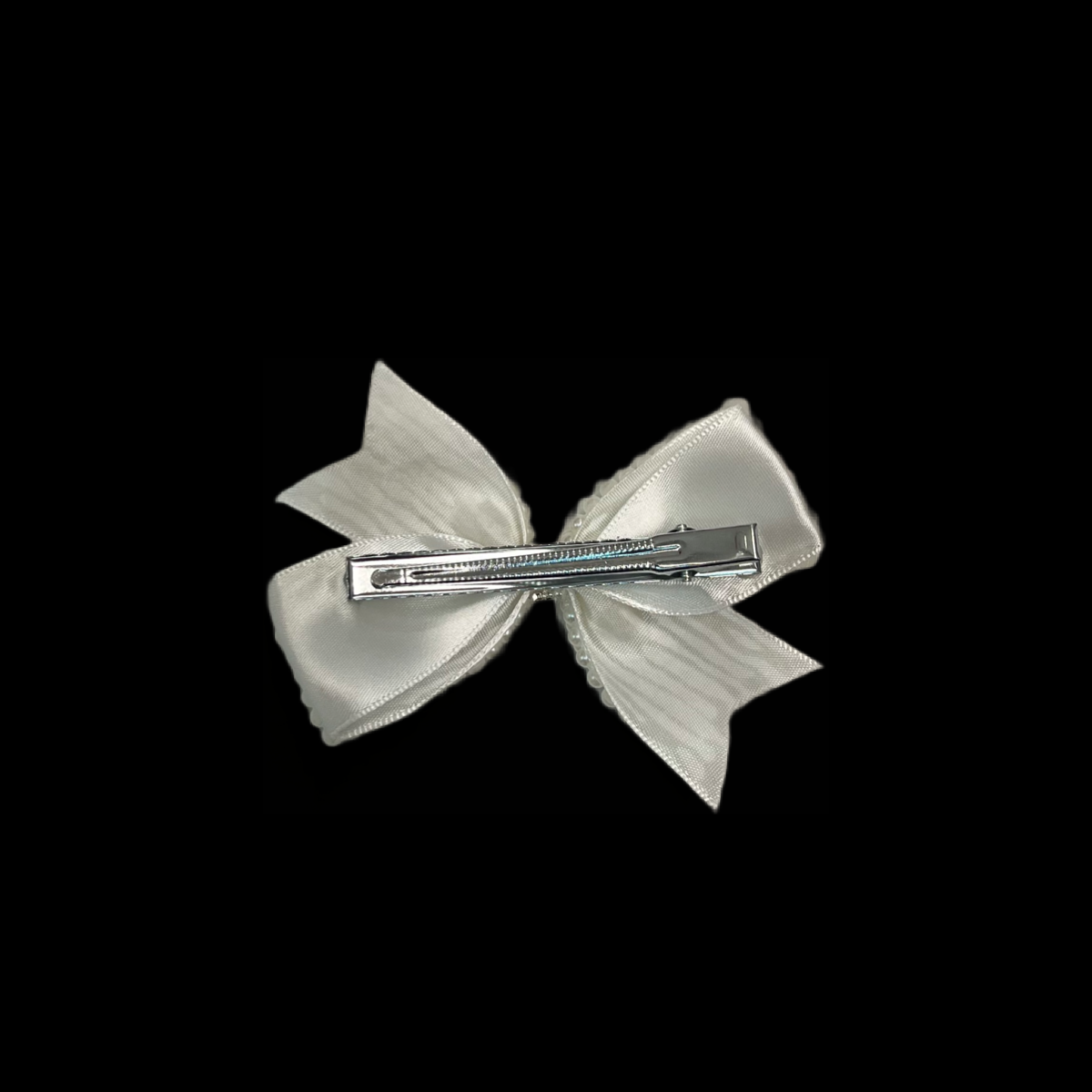Pearl Bow Clip w/ Rhinestone Bead