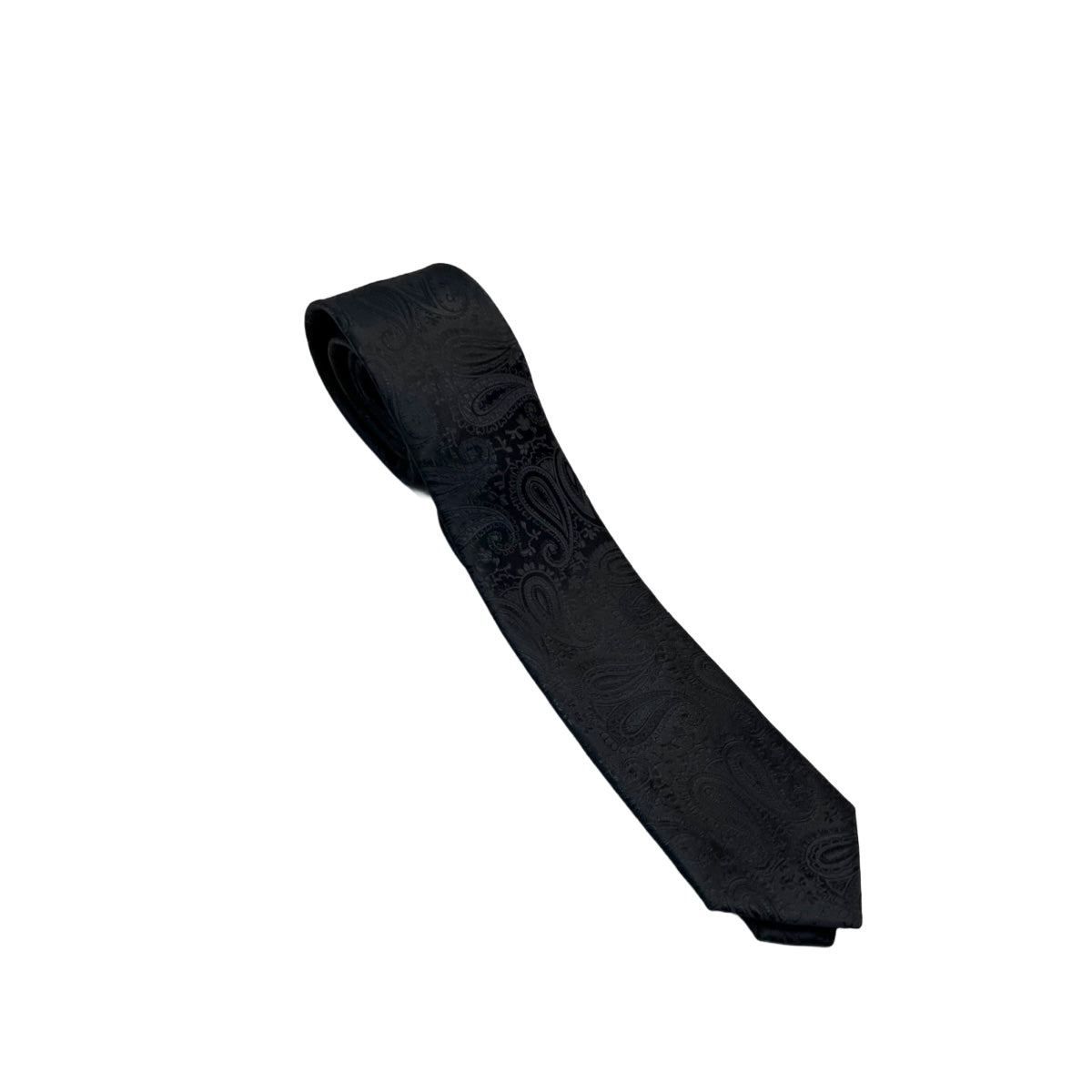 Black Paisley Mens Necktie & Pocket Square