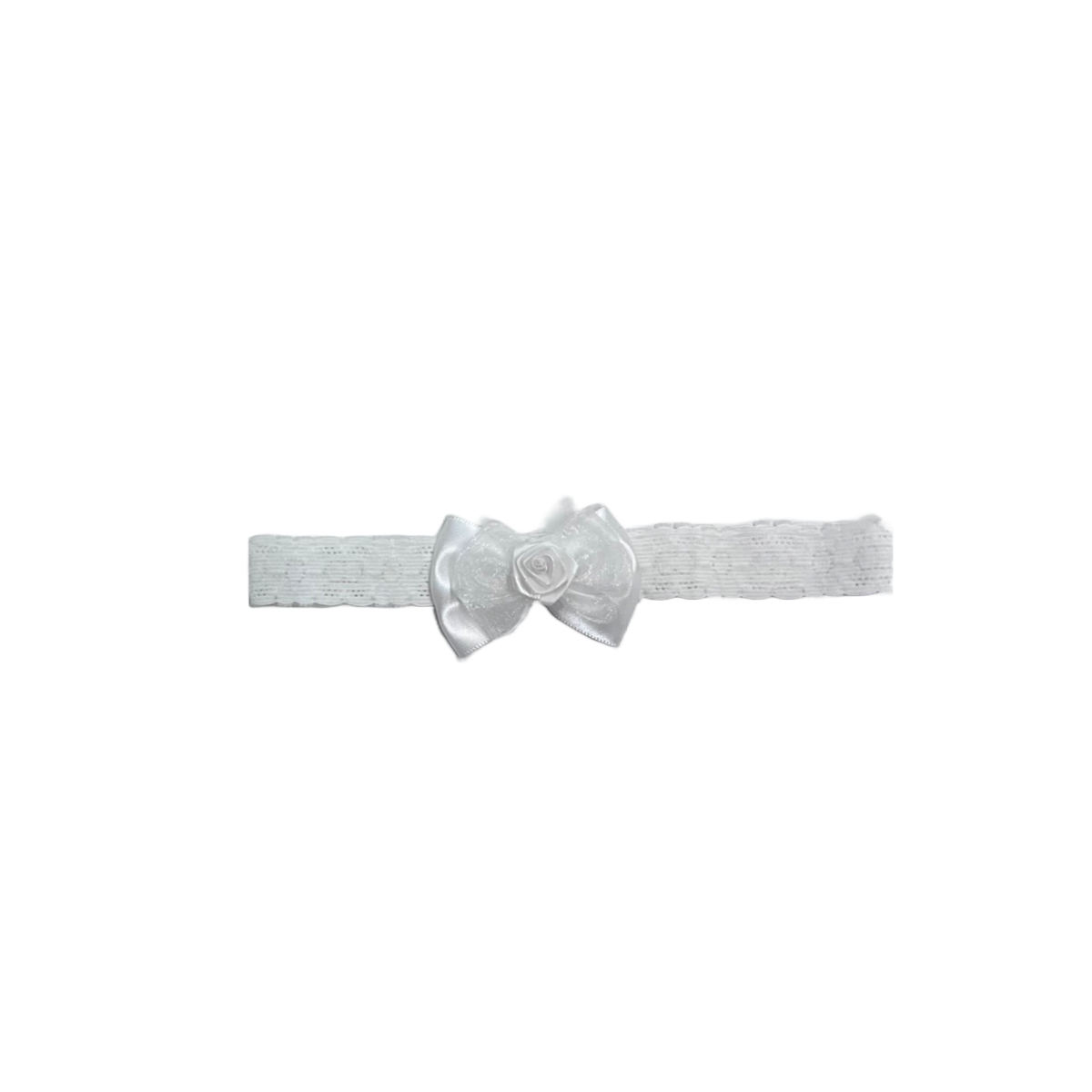 White Baby Headband w/ Organza Bow