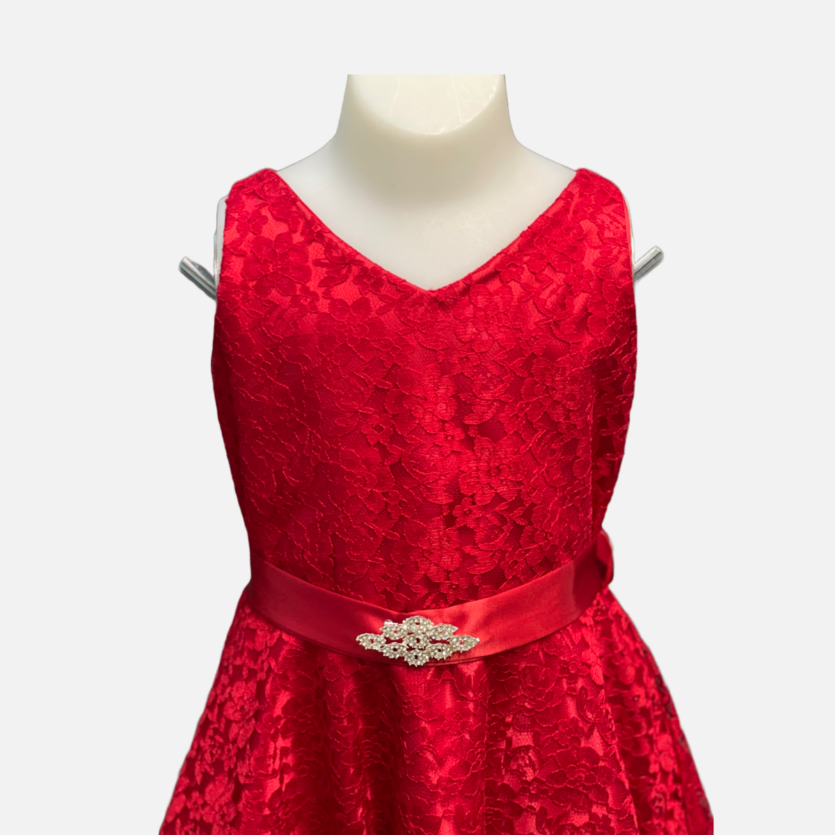 Contrast Lace Dress w/ V-Cut Neckline