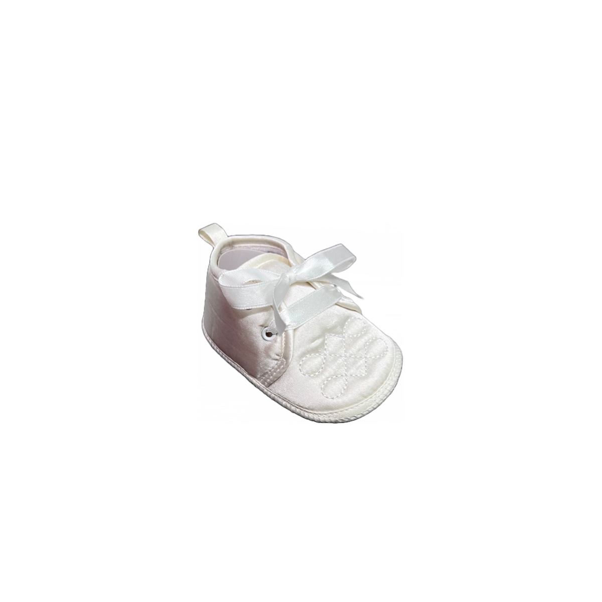 Baby Boy Ivory Infant Shoe w Diamond Infinity Embroidery
